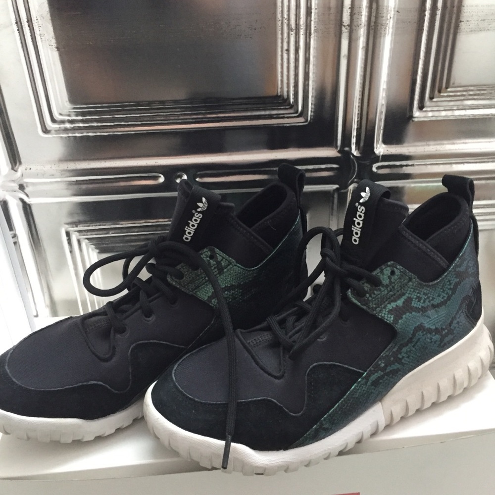 Adidas Tubular Sneakers Black Green Snakeskin US7